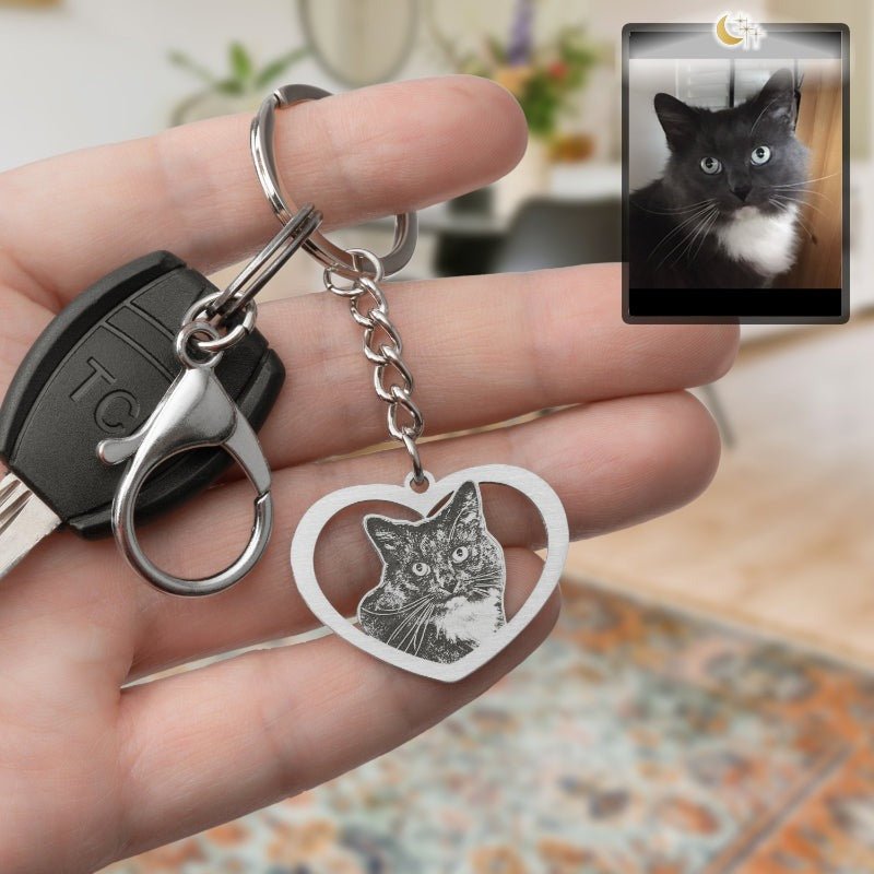 Llavero silueta gato corazón
