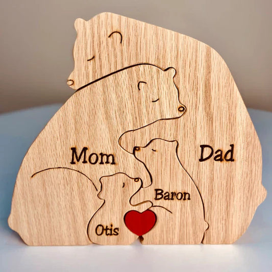 Puzzle ours familial personnalisé en bois